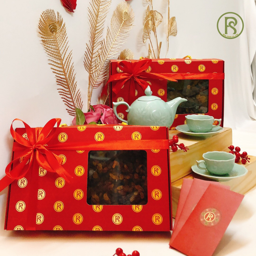 Hộp Quà Tết VelVet Nho KHô Nâu 650g (Tặng kèm bao lì xì)